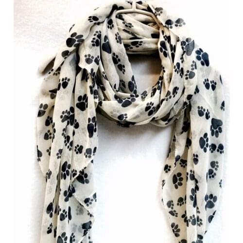 Animal Paw Prints Off White Spring & Summer Autumn Scarf Gift For Her Womens Scarves 100pcs/lot free shipping by express