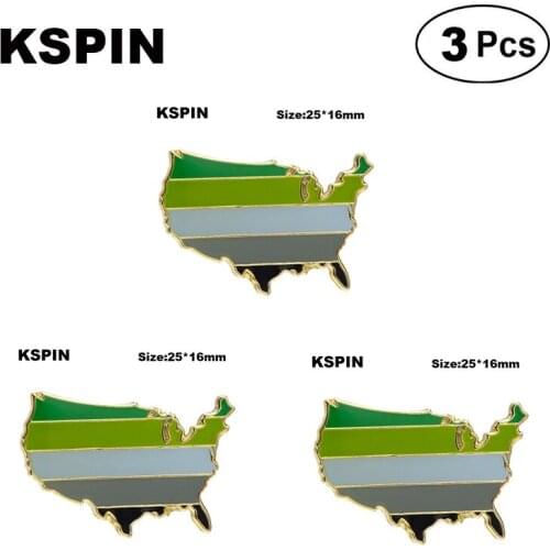 Aromantic Pride U.S.A Map Badge Lapel Pin Brooches Pins Flag badge Brooch Badges