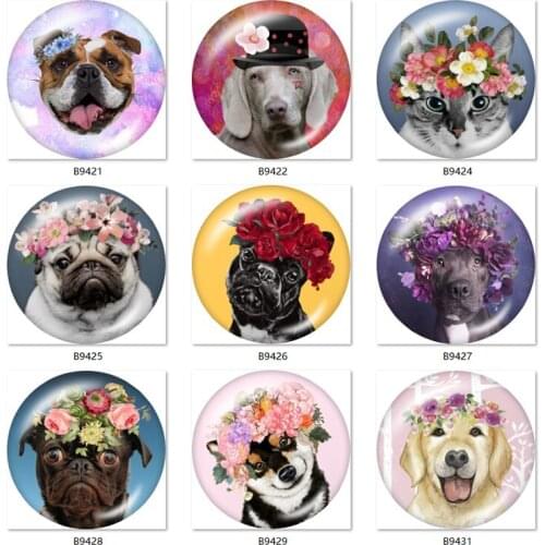 Dog cat animals flower 10pcs mixed 12mm/18mm/20mm/25mm Round photo glass cabochon demo flat back Making findings B9421