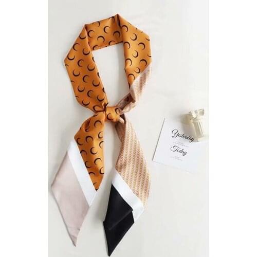 14*140cm Fake Silk 2-Layer Long Ribbon For Neck Hair Bag Fashion Decorative Foulard Accessories For Girls Party Office Outdoor