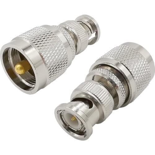 2Pcs UHF Male PL259 PL-259 to BNC Male Plug RF Coaxial Adapter UHF Plug to BNC Plug Connector