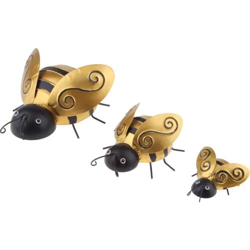 3D Metal Iron Honeybee Sculptures Statue Model Art Yard Outdoor Lawn Garden Decor