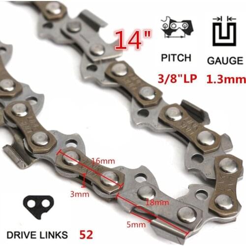 14'' Chainsaw Chain Blade Wood Cutting Chainsaw Parts 50-52 Drive Links 3/8 Pitch Chainsaw Saw Mill Chain