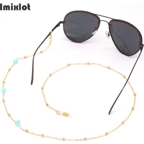 Fashion Womens Gold Silver Color Eyeglass Chains Sunglasses Necklace Beaded Glasses Chain Eyewears Cord Holder Neck Strap Rope