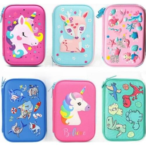 Unicorn 3D Pencil Case EVA Pencil Box Cute Large Capacity Multifunctiona Pencilcase Pen Case School Supplies For Girls Boy