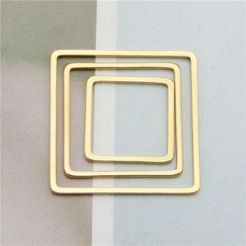 Zinc Alloy Gold Metal Square Charms Hollow Pendant Bracelet Connector Charms DIY Jewelry Making Finding Accessories12pcs/lot