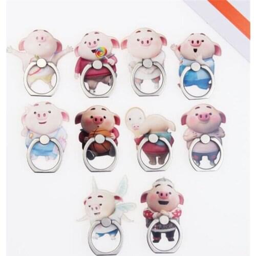 Lovely Pig Piggy Animal Mobile Phone Stand Holder Finger Ring Smartphone Cartoon Holder Stand For Xiaomi Huawei All Phone