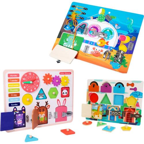 Children’s Early Education Toys Busy Board Lock Box Montessori Color Shape Cognitive Unlocking Toys For Boys And Girls