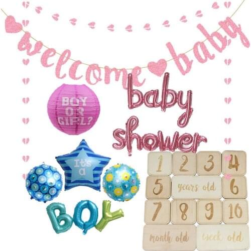 Gender Reveal Party Garland Banner Aluminum Film Balloon Paper Lantern Baby Shower Birthday Party Decoration Supplies KK33