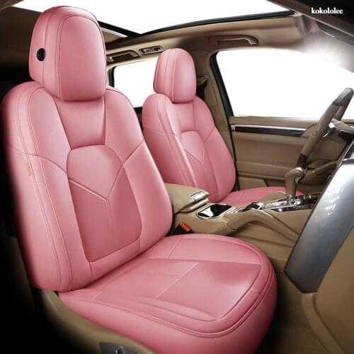 KOKOLOLEE Custom Leather car seat cover set For Porsche Cayman Macan panamera Cayenne Boxster Automobiles Seat Covers