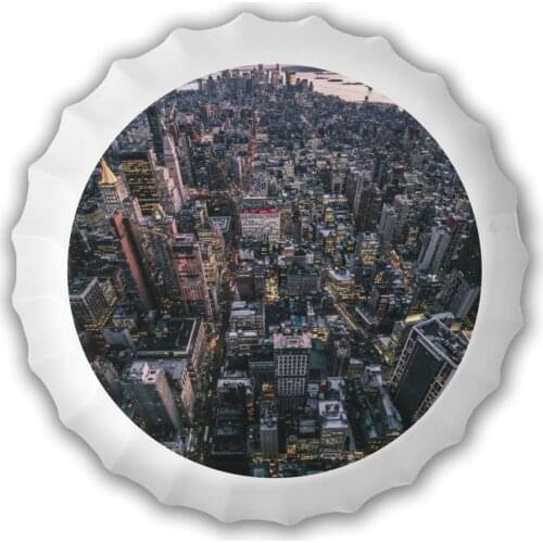 Bottle Caps Metal Tin Signs Cafe Beer Bar Decoration Plat City Skyline Vintage Retro Style Beer Cap Wall Decor Diameter