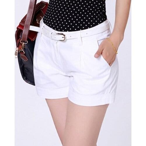 Summer New Woman Shorts Ladies Casual Short Pants Fashion Draped Office OL Solid Color Hot Pant Female Khaki&White Plus Size