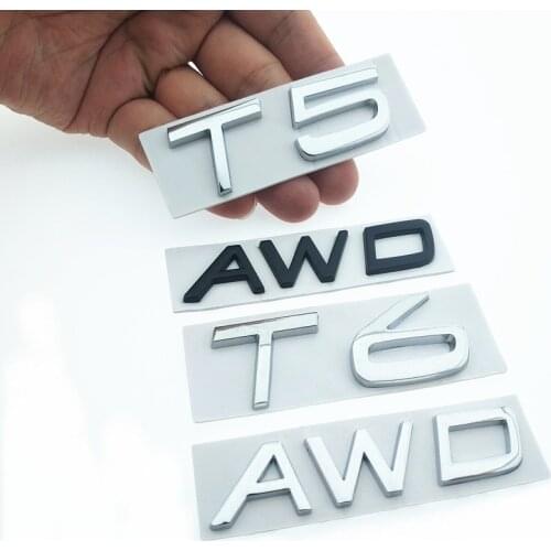 3D Metal T5 T6 AWD LOGO Emblems Badges Car Sticker Letter Decal Car for Volvo XC60 XC90 S60 S80 S60L Tail Fender Styling
