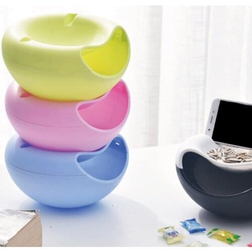 Lazy Snack Bowl Plastic Double-Layer Snack Storage Box Bowl Fruit Bowl And Mobile Phone Bracket Chase Artifact Plate Bowl