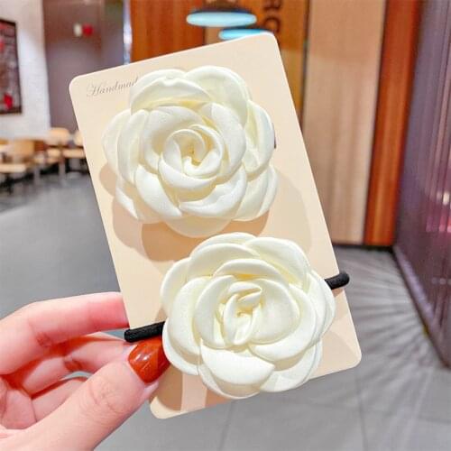 Fashion Flower Elastic Hair Bands Hair Pin Clip for Women Wedding Party Scrunchies Ties Ponytail Holder Hairpin Hair Accessories