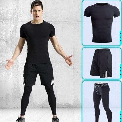 Mens Sports Suits fitness clothing Training wear Yoga Sets Compression Suits Track&field sportwear jumpers sets gymwear workout