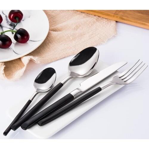 Luxury Cutlery Set Eco Friendly Knife Stainless Steel Dinner Set Dining Table Kitchen Spoon Geschirr Dinnerware Sets EK50DS