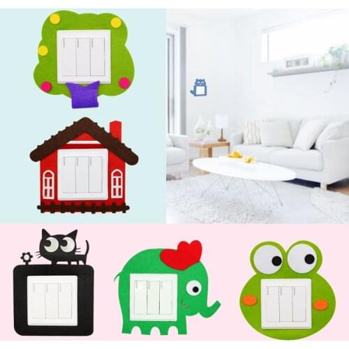 1pcs Animal Dog Cat Bear Cover Cartoon Room Decor 3D Wall Silicone On-off Switch Luminous Light Switch Outlet Wall Sticker Felt