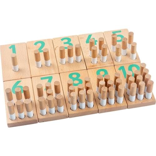 Number Counting Toys Montessori Education Math Toy Wood Pegs Insert Board