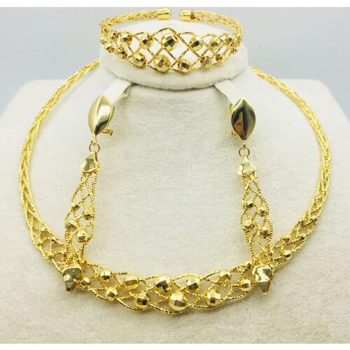 Wholesale new dubai gold jewelry womens fashion necklace boutique jewelry set wedding necklace 24k gold design necklace