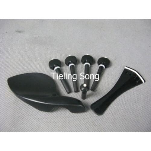 Great 5 sets of ebony violin parts, pegs, tailpiece #6517
