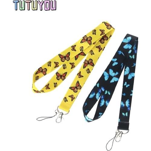PC2075 High Quality Beautiful Butterfly Creative Badge ID Lanyards Mobile Phone Rope Key Lanyard Neck Straps Accessories