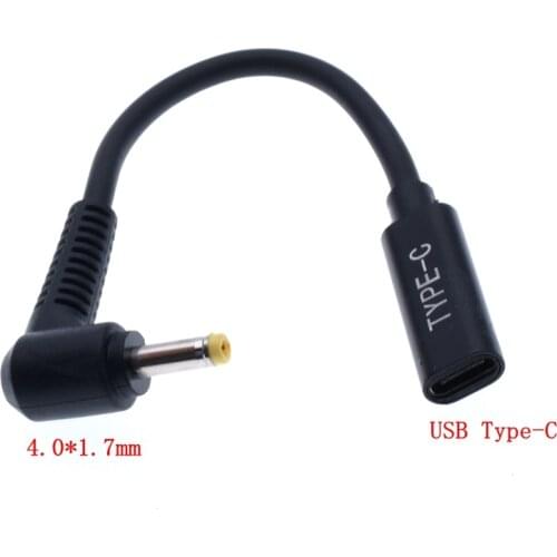USB 3.1 Type C USB-C to DC 19V 4.0*1.7mm Adapter PD Emulator Trigger 90 Degree Angled Charge Cable