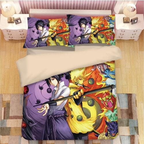 Duvet Cover Cartoon Japanese cartoon Ninja 3pcs British Style Family student dormitory Quilt cover pillowcase Home Textile