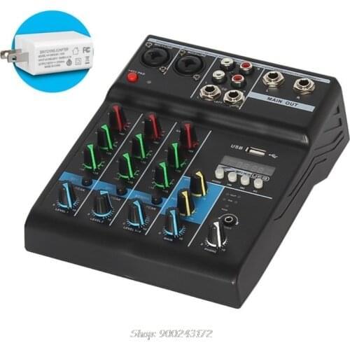 Professional Audio Mixer 4 Channels Bluetooth Sound Mixing Console for Karaoke S08 20 Dropship