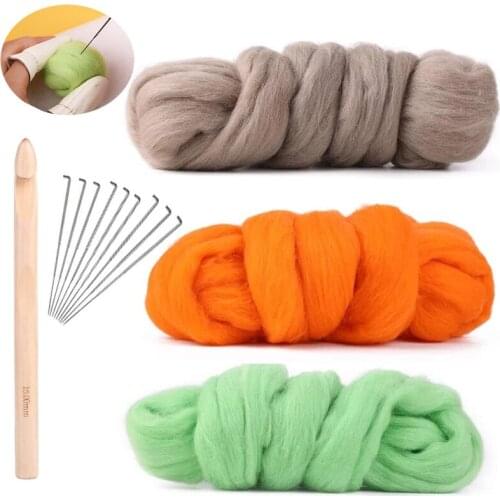 LMDZ 3 Colors 50g Wool Roving Wool Felt Needle Felting Starter Yarn Roving Kit Spinning Handicraft Needlework Accessories
