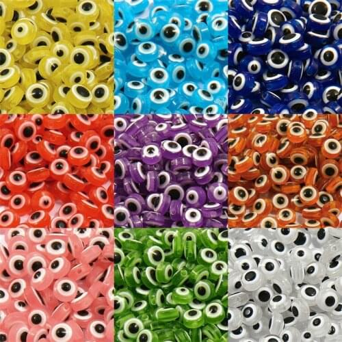 6/8/10mm Multicolor Oblate Shape Spacer Beads Evil Eye Beads Acrylic Spacer Beads For Jewelry Making Bracelet Necklace Charm