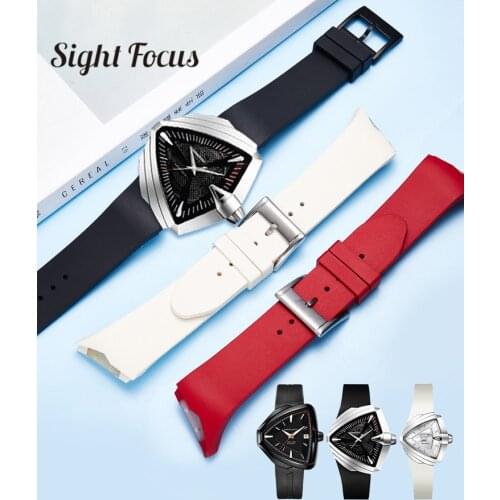 25mm Silicone Rubber Watchbands For Hamilton Adventure H24655331 75th 80th Anniversary Watch Band Elvis Presley Watch Strap Man