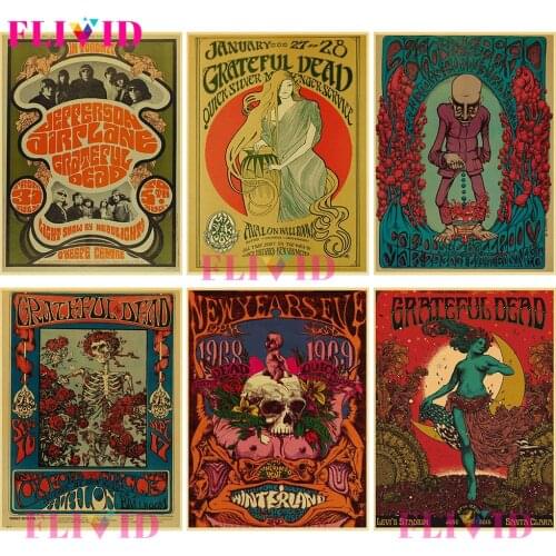 Retro Flowers Vintage Grateful Dead Nordic Poster Wall Pictures For Living Room Wall Art Canvas Painting Home Decor Unframed