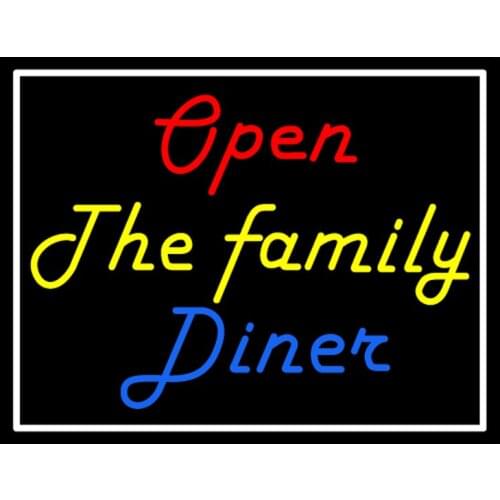 The Family Diner Open Sign Custom Handmade Real Glass Tube Store Restaurant Advertise Decoration Display Neon Signs 17"X14"