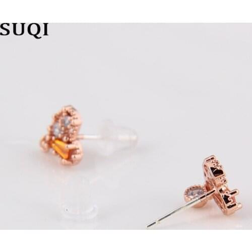 SUQI new fashion Heart-shaped AAA Zircon Element Stud Earrings For Women party girl jewelry gift decoration non-toxic Earrings