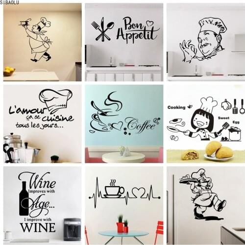 Kitchen Vinyl Wall Sticker For Home Decor Dining Room Decoration Cuisine/Wine/Coffee Wall Decals Stickers Mural Muursticker