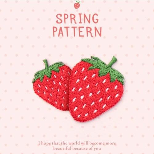 WhatIlife Lovely Strawberry Embroidered Cloth Sticker Patch Fashion DIY Repair Down Jacket Dress Hole Patches Appliques Two Size