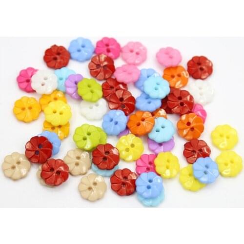 100pcs/lot 13mm Mixed Round Wheel Flower Buttons Plastic DIY Sewing Button For Scrapbooking 13mm