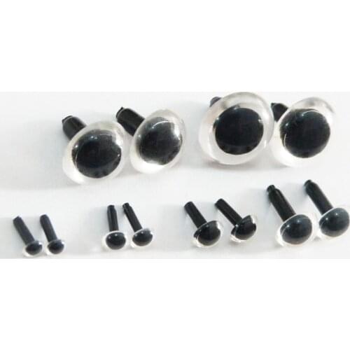 100pcs/lot-- 4.5/6/7.5/9/10.5/12/13.5/15/16.5/18mm clear smooth stem toy eyes no washer for diy wool felt findings-size option