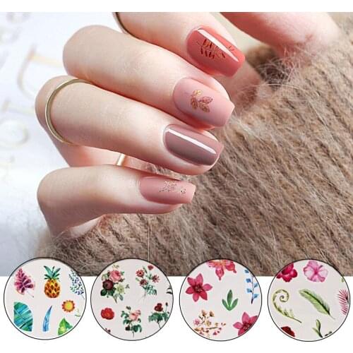 19 Style Water Decals Transfer Stickers Summer Style Butterfly Nail Art Sticker Flowers Necklace Pattern Nail Art Decorations