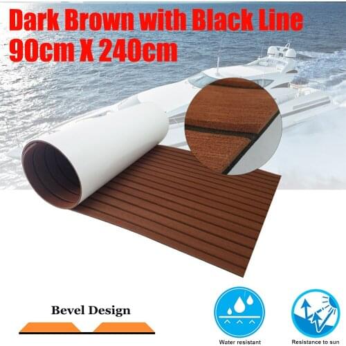 2 Size Boat Decking Sheet With Bevel Yacht Marine Flooring Carpet EVA Anti Slip Teak Deck Mat Dark Brown Boats Accessories