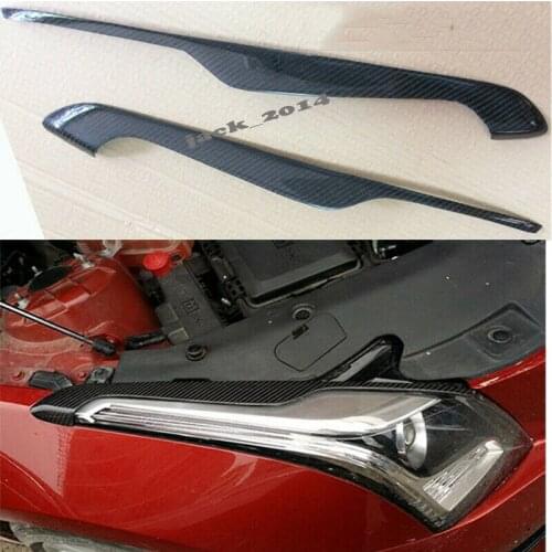 2PCS/SET Real carbon Fiber Headlight Eyebrow Eyelid Trim For Cadillac ATS 2014