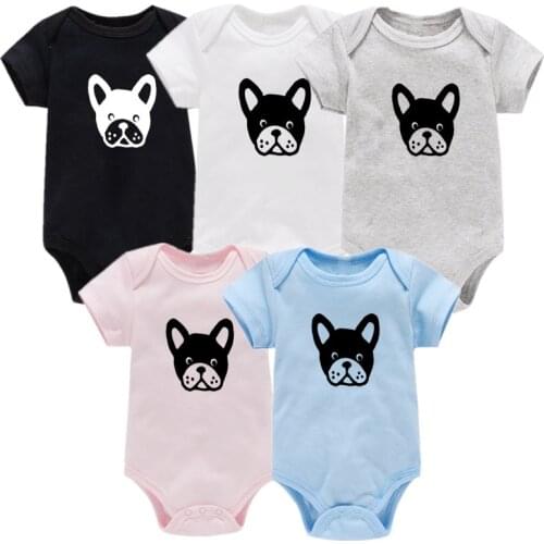 5 Colors Cute Dog Print Newborn Baby Clothes Cotton Baby Boy Girl Summer Short Sleeve Bodysuit White Toddler Romper Jumpsuit