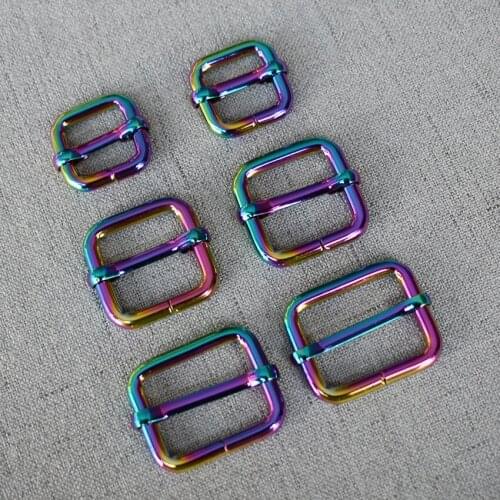 50 Pieces Metal Adjuster Buckle 15mm 20mm 25mm Colourful Blet Loop For Bag Straps Backpack Accessories Pet Collar Clasp Slider
