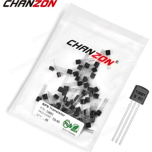 50pcs 13001 TO-92 NPN Transistor Bipolar Junction BJT Triode Tube Fets MJE13001 E13001 200mA 400V Integrated Circuits