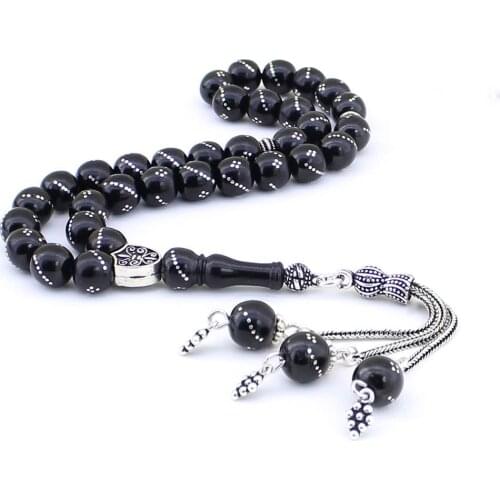 925 Sterling Silver Handmade Rosary with Processed and Oltu Stone