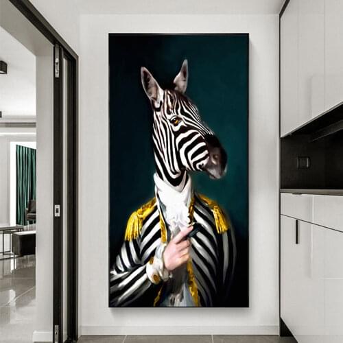 Abstract Animal Elephant Lion Zebra Entrance Decoration Poster Creative Animal Modeling Wall Art Canvas Painting Prints Pictures