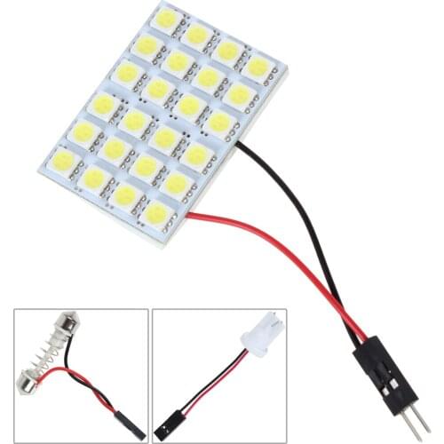 Car Reading Light Blubs 12V 5050 LED 24 SMD White Light LED Car Reading Lamp Interior Panel Lamp with T10 Festoon Dome Adapter