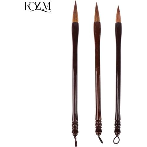 Wooden Writing Brush Chinese Calligraphy Practice Weasek Wolf Hair Brush For Watercolor Ink Painting Regular Script Supply