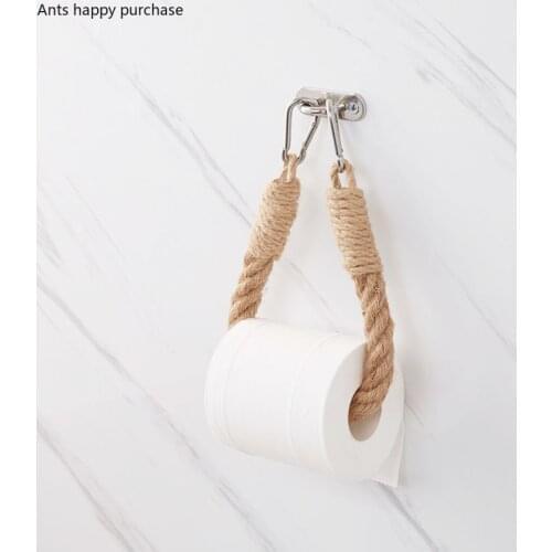 Toilet Paper Holder Home Use Roll Holder Hemp Rope on The Wall Storage Rack Nordic Retro Bathroom Paper Towel Storage Rack